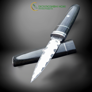 НІЖ В ПІХВАХ ексклюзивний ніж ручної роботи майстра студії Fomenko Knifes, купити замовити в Україні (Сталь - Ламінат S390™ Кований 66-67 HRC)